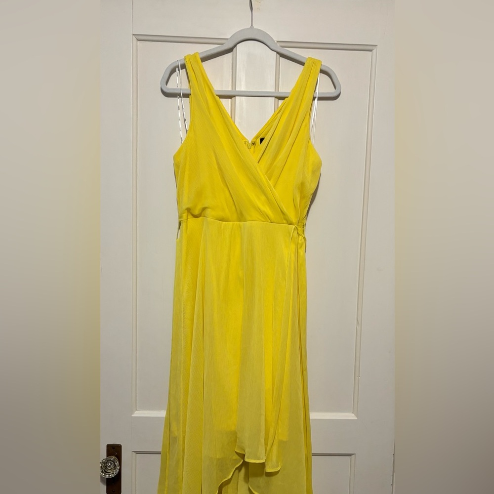 Elegant Yellow Wrap Dress